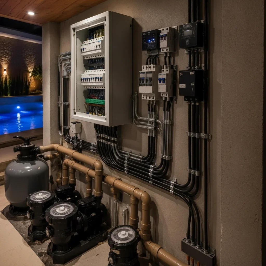 instalação elétrica para piscina