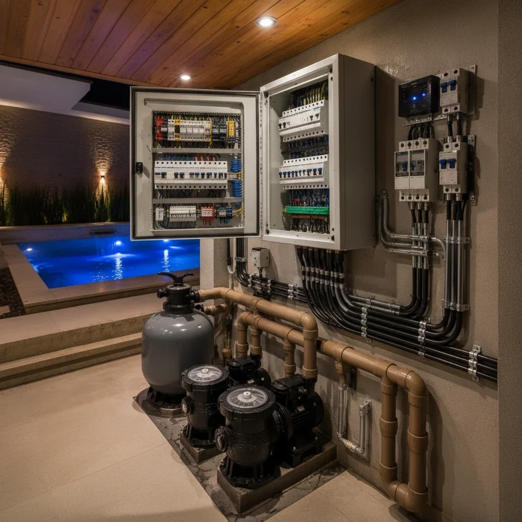instalação elétrica para piscina