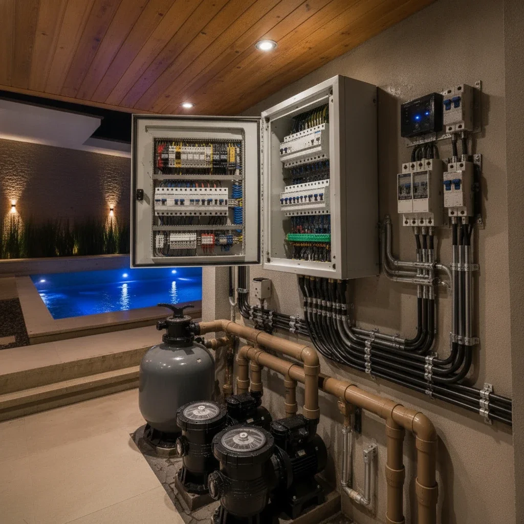 instalação elétrica para piscina