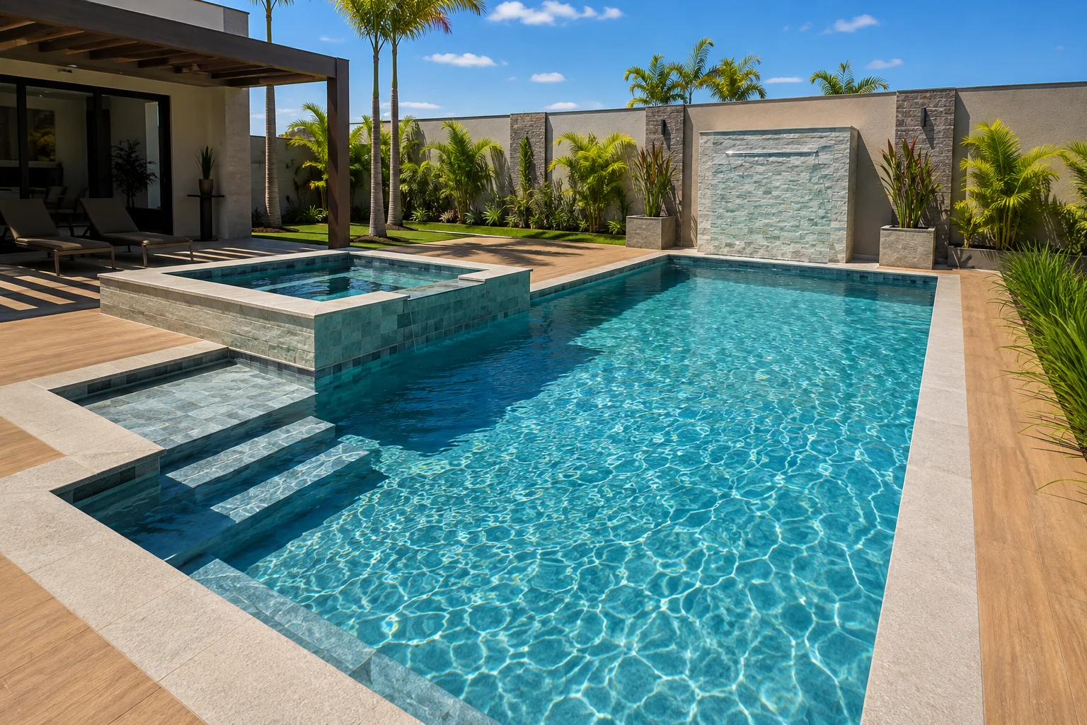 construção de piscina de concreto