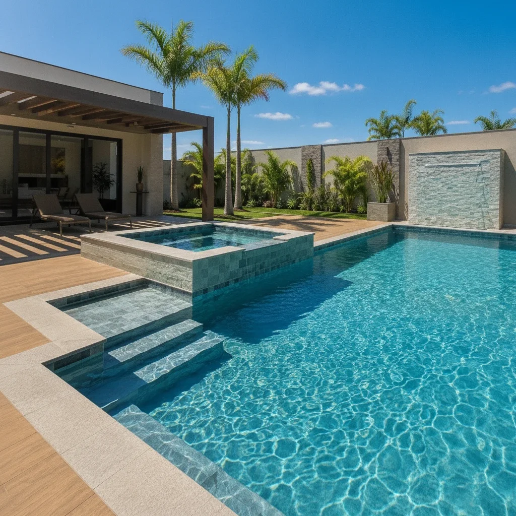 construção de piscina de concreto