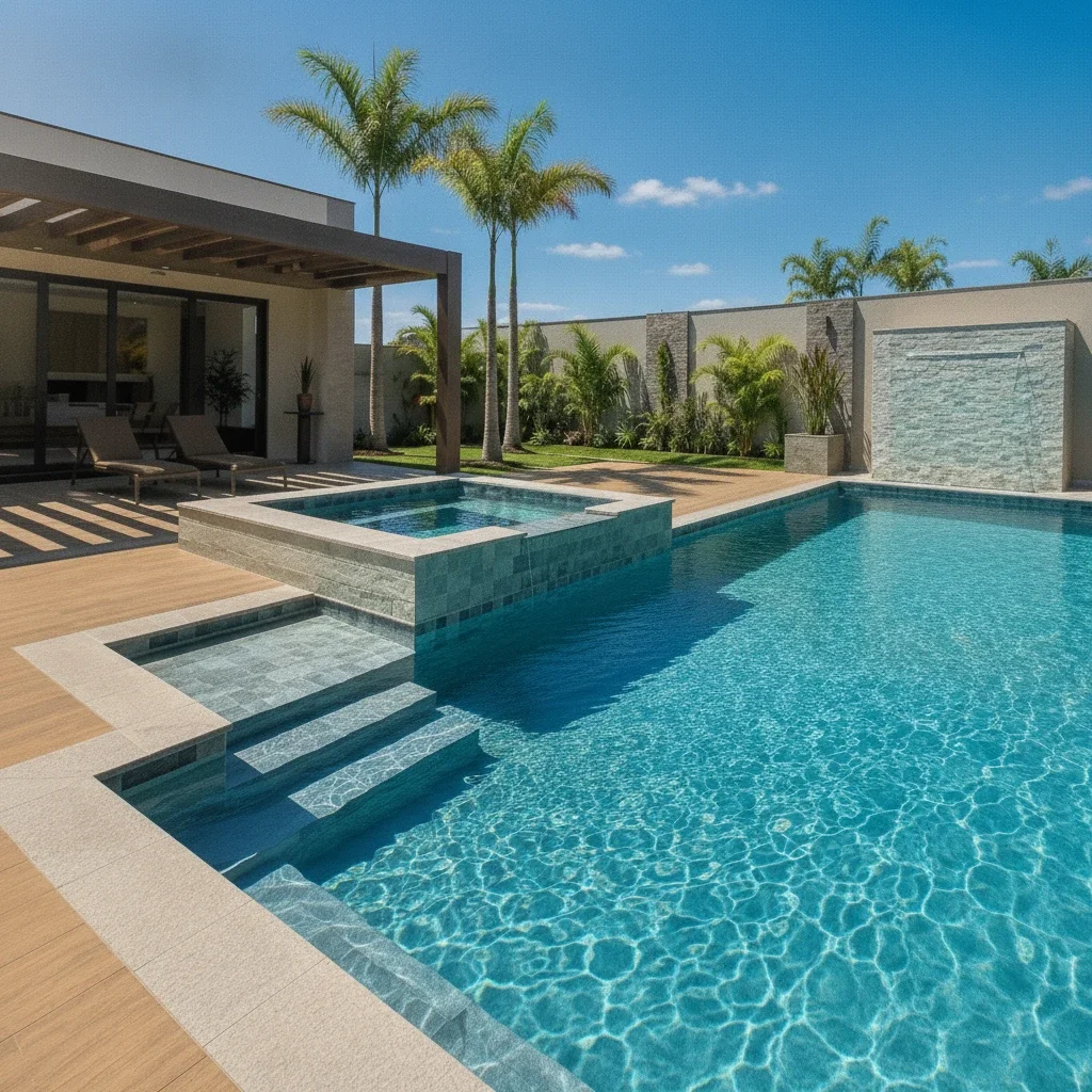 construção de piscina de concreto