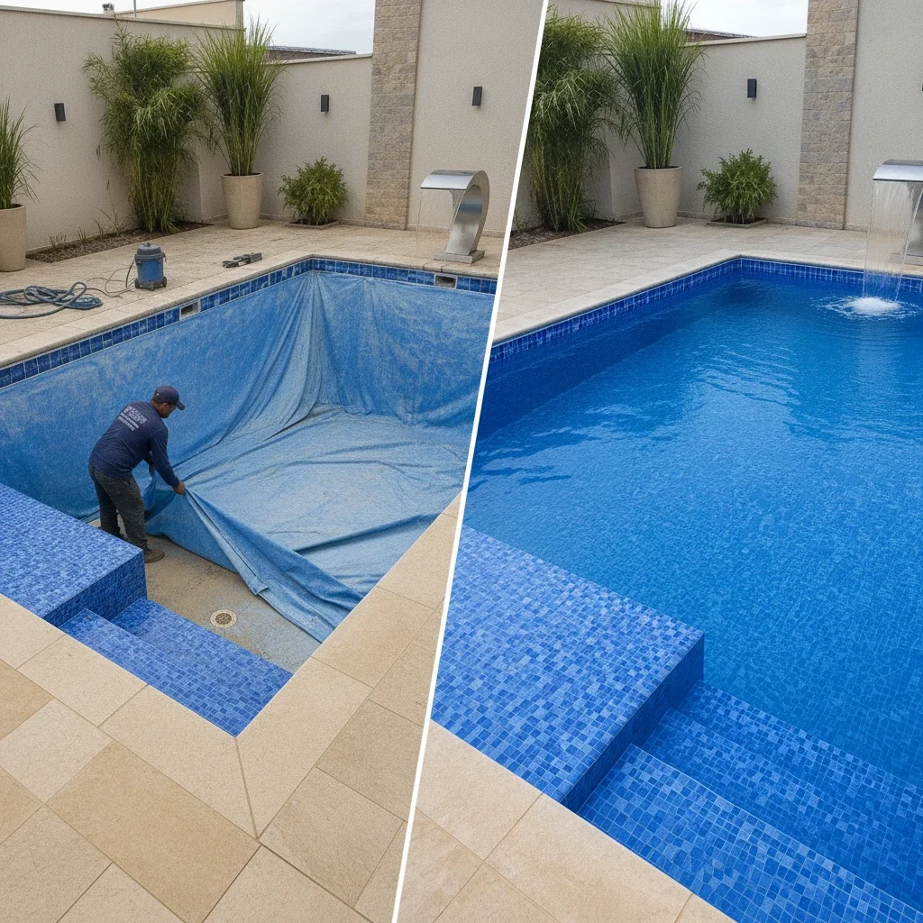 reforma de piscina com troca de vinil
