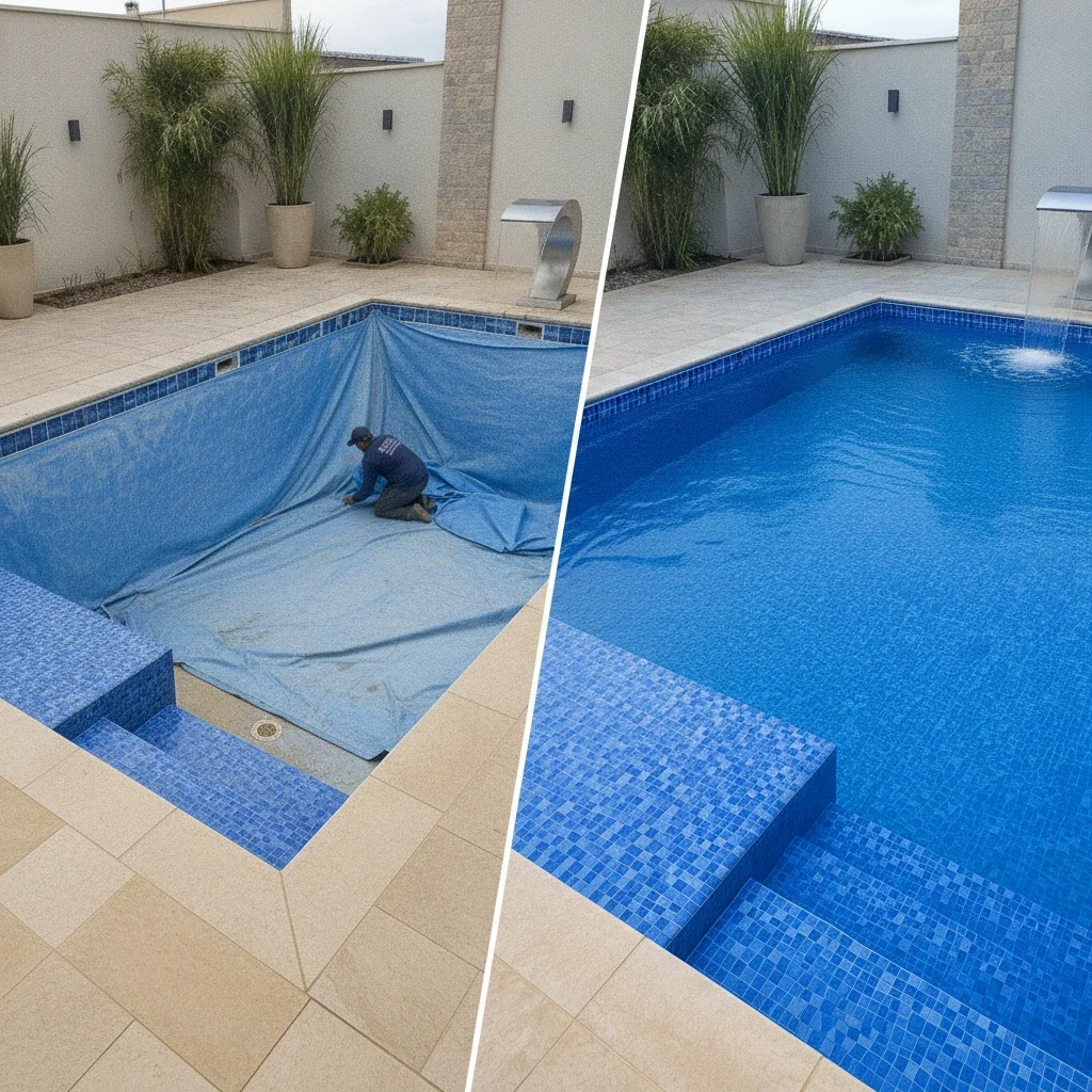 reforma de piscina com troca de vinil