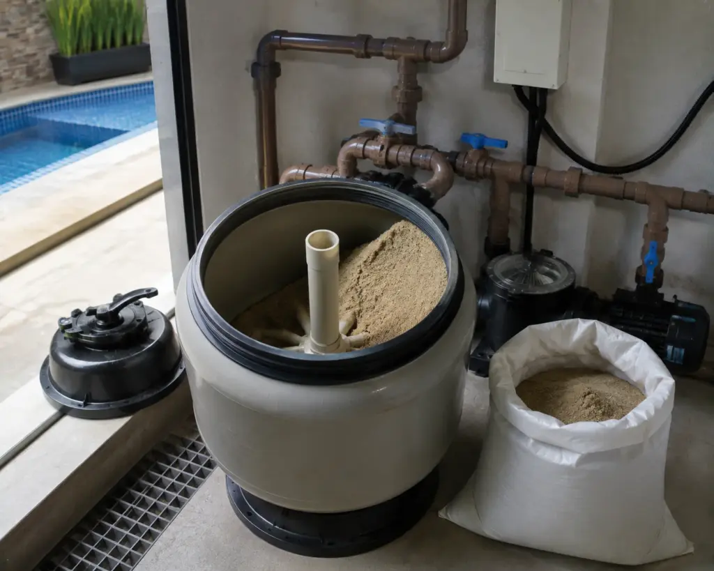 Troca de Areia do Filtro de Piscinas